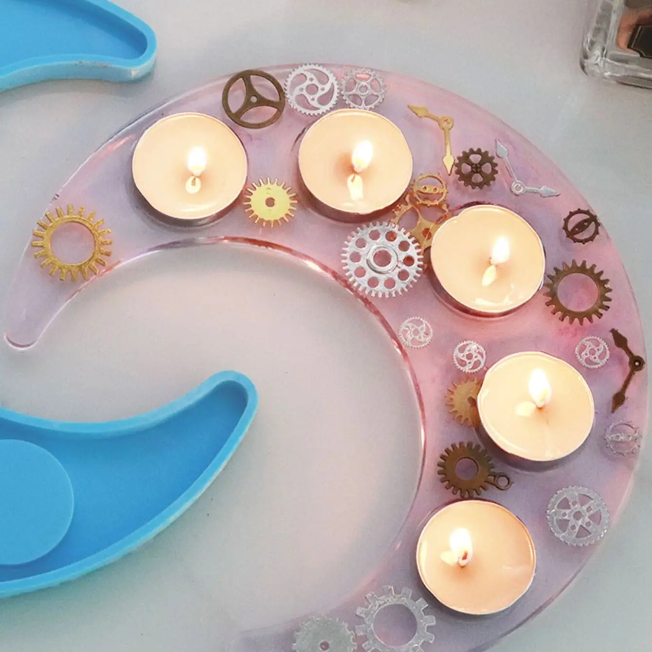 Moon Shape Wine Glass Tray Mold Candlestick Silicone Molds DIY Crystal Epoxy Resin Mould Ceramic Clay Casting Mold Home Decor