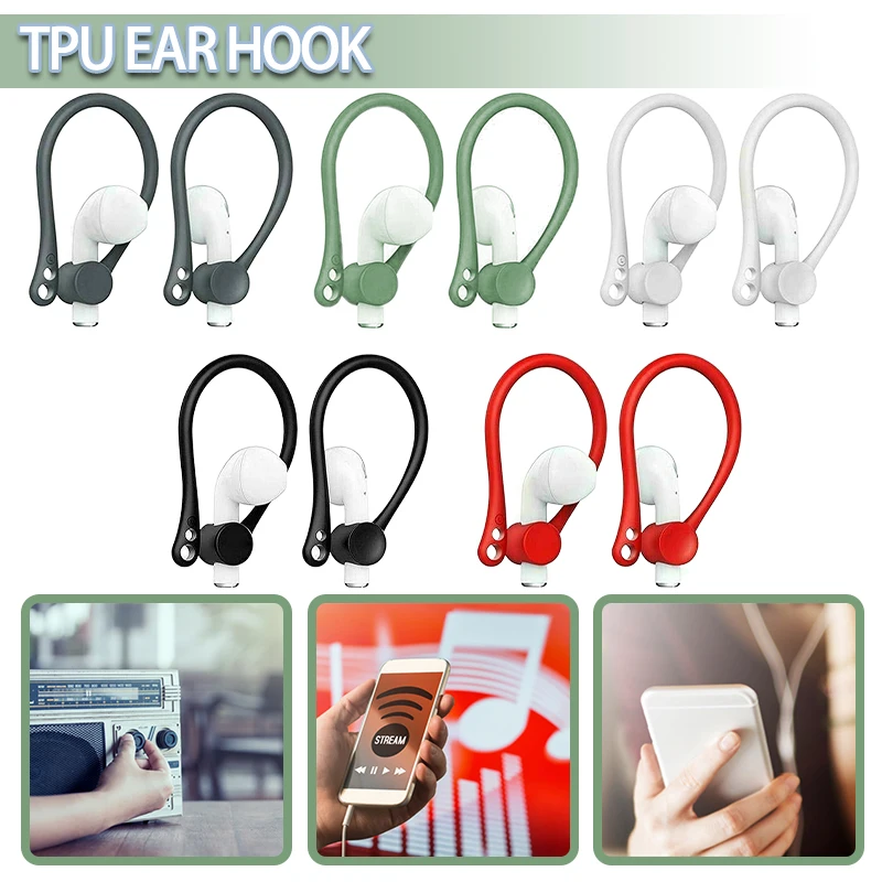 

1Pair Anti-lost Ear Hook Earphones Holder Protective Earhooks For Apple AirPods Ergonomically Curved For Perfect Fit with Ears