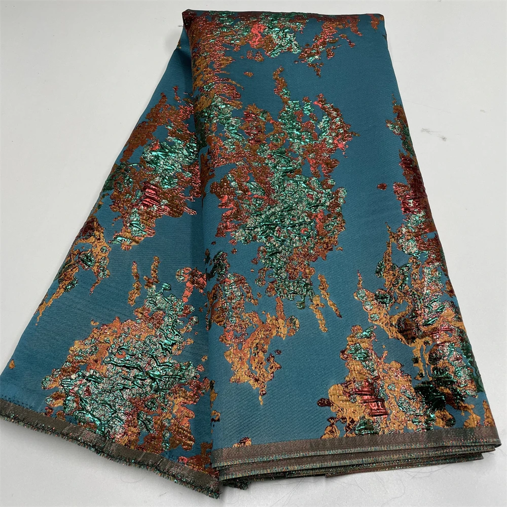 African Jacquard Organza Brocade Fabric Nigerian Damask Tulle Mesh Gilding Lace French Net Material Brocard Tissu 5Yard