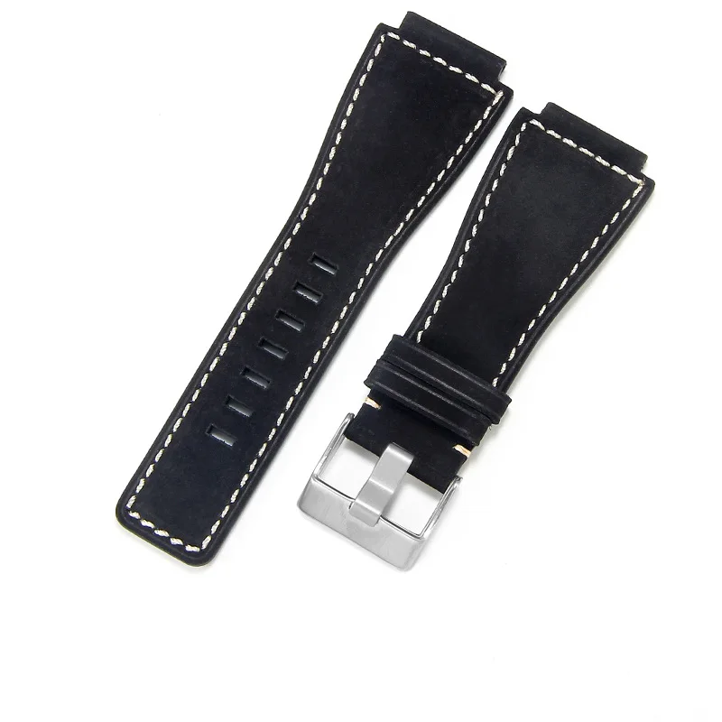 Premium Genuine Leather Watch Strap - Durable & Stylish Replacement Slub Watchband with Crazy Horse Finish