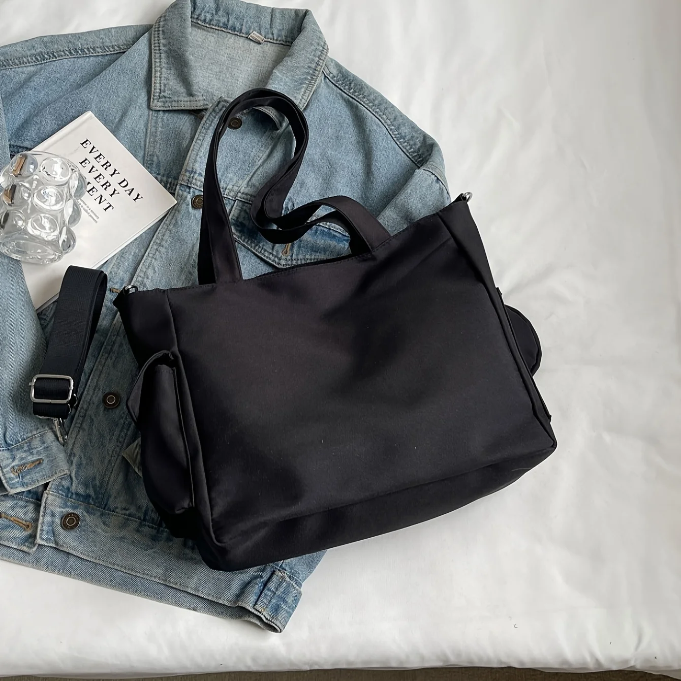 Women's Bag Large Capacity Ita Bag Transparent Nylon Shoulder Bag Daily Commuting With A Transparent Small Bag