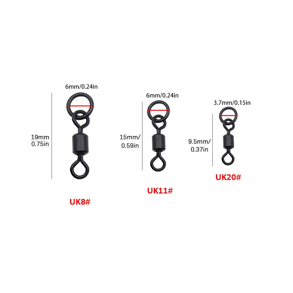 Carp Fishing Swivels 20pcs Carp Fishing Swivels Round Ring Hair Rig Swivels UK20# for Carp Hook Pop Up Bait Boilie Connector Fish Accessories Tackle