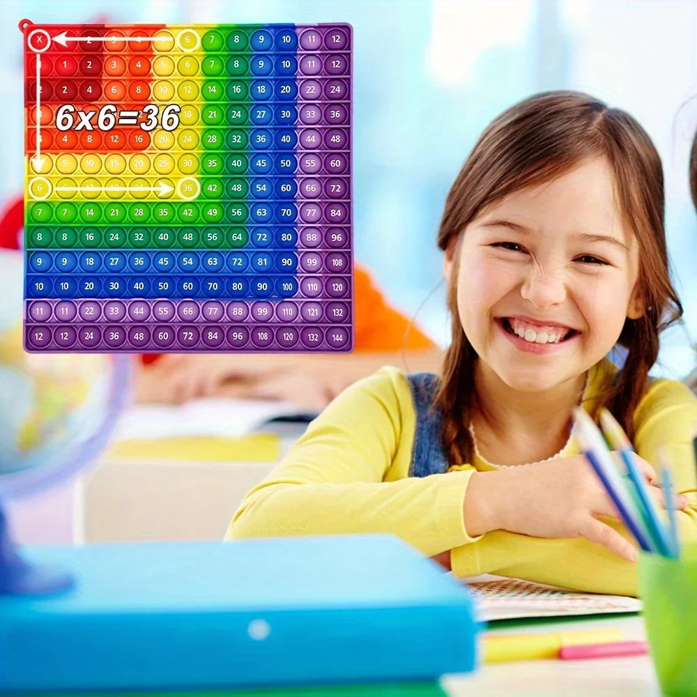 Educational Multiplication Push Bubble Fidget Pop Toys for Kids-Colorful Times Table Math Teaching Resources and Gifts