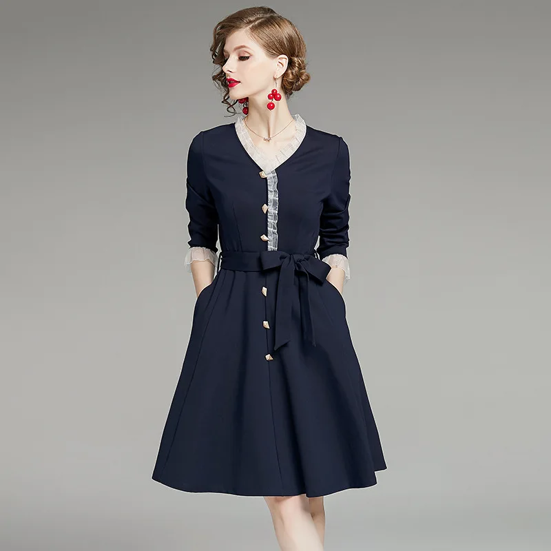 

French Design Sense Celebrity Little Fragrance Dress 2023 Autumn High end OL Hepburn A-line Dress