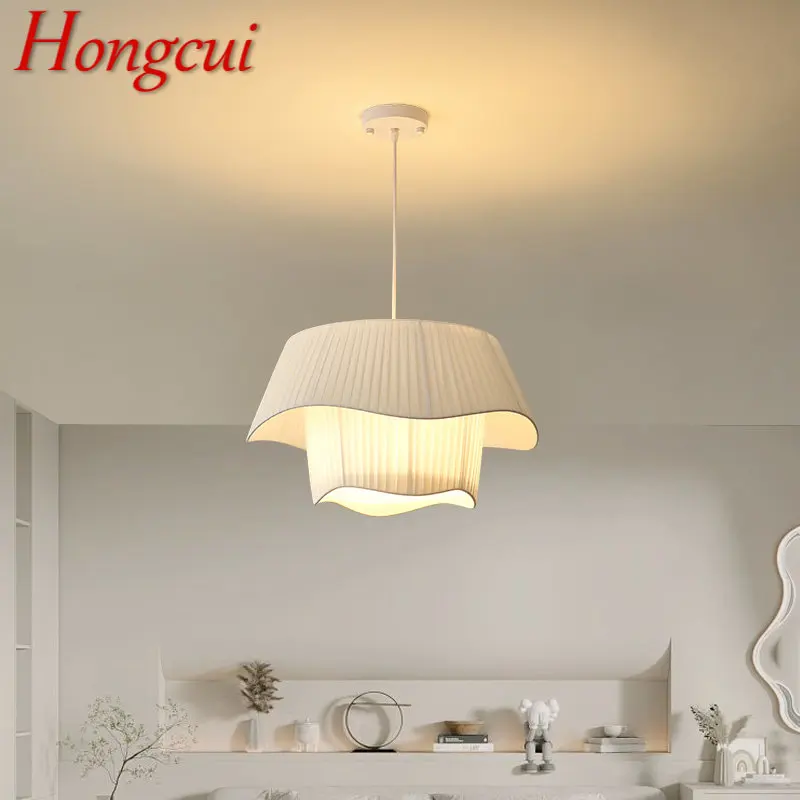 

Hongcui Nordic Pendant Light LED Modern Creativity Pleats White Hanging Lamp For Home Dining Room Bedroom Romantic Decor