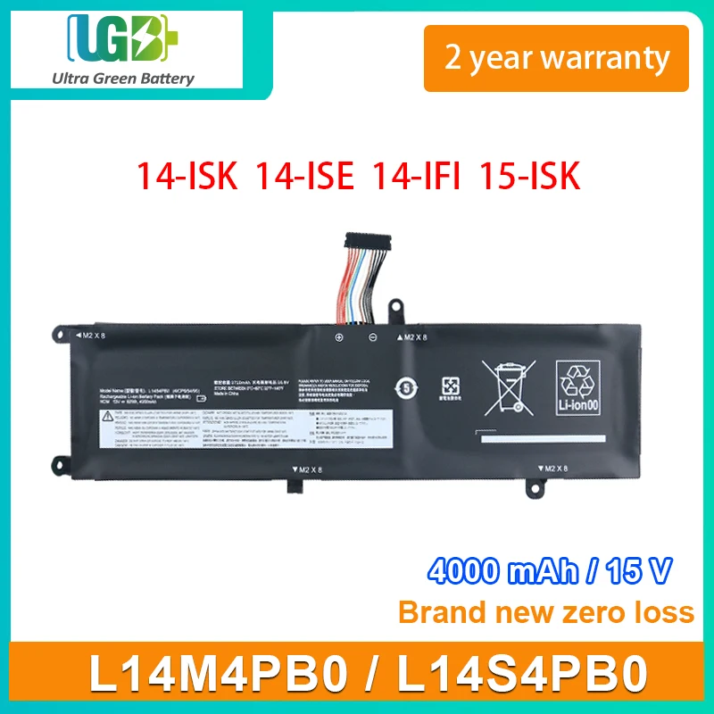 

UGB New L14M4PB0 L14S4PB0 Laptop Battery For Lenovo Rescuer 15-ISK 14-ISK 14-ISE 14-IFI 80RN 80RQ 4ICP6/54/90 15V 60Wh 4000mAh