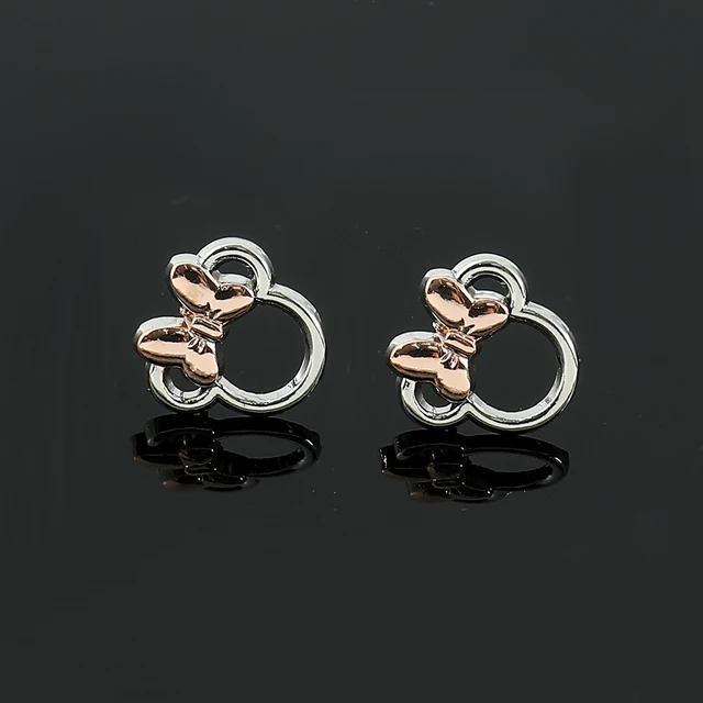 Disney Boucles D'oreilles Créoles Mickey Mouse Ou Minnie Mouse Plaqué Argent Avec Oxyde De Zirconium Sous Licence Officielle, Métal, Non Connu