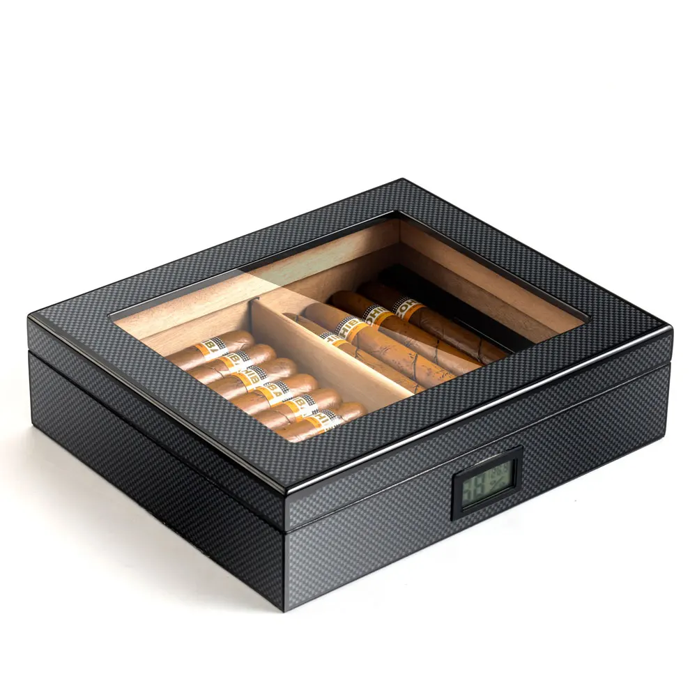Portable carbon fiber humidor humidor high-end electronic display constant temperature cedar wood box