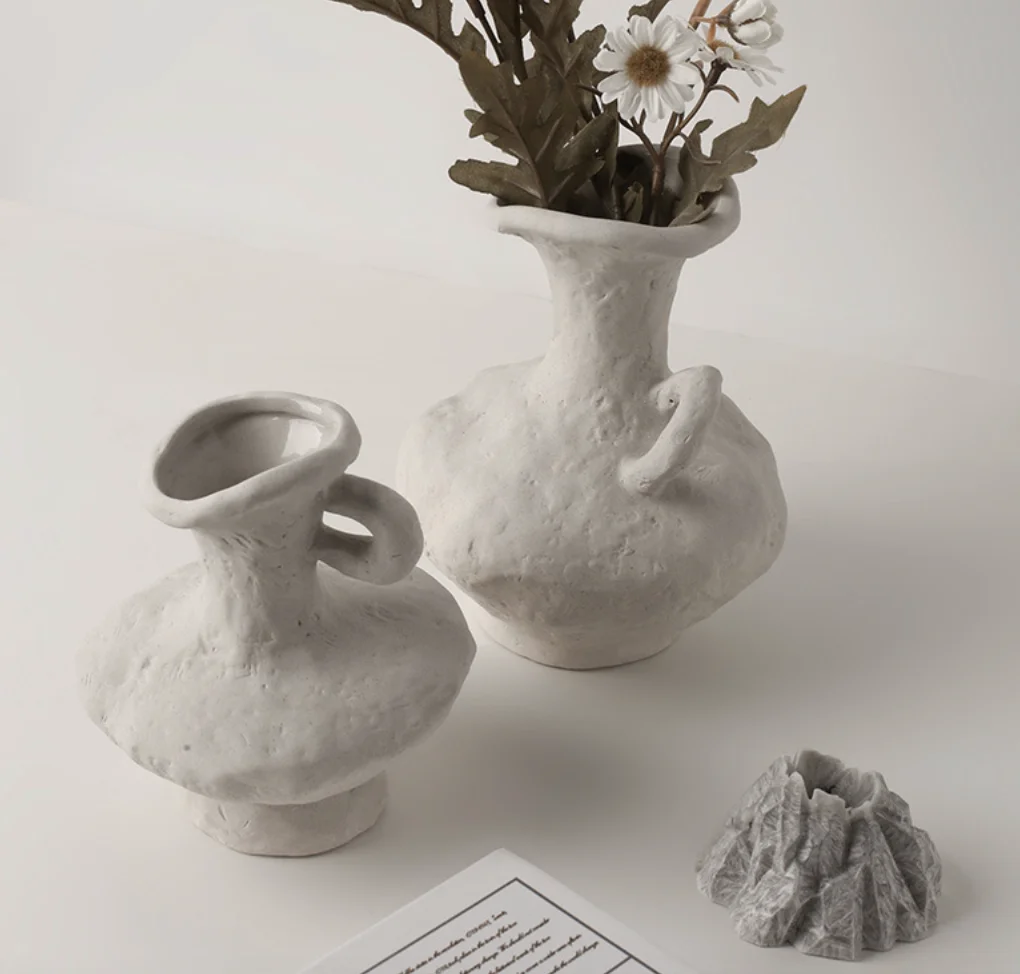 Contracted hot wind embryo ceramic vase home retro pottery decoration soft decoration to do old dry flower vase
