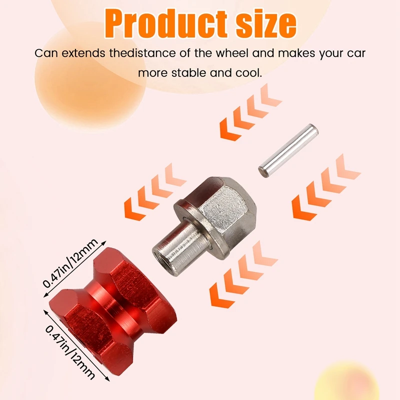 New-4Pcs Aluminum 12Mm Hex Wheel Hub Drive Adaptor Extension Combiner Coupler For 1/10 RC Car Crawler SCX10 D90