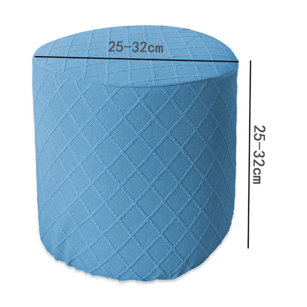 Fodera Elasticizzata Per Ottomana Rotonda Perfk: Protezione In Jacquard Spandex, Blu, Antiscivolo, Lavabile (48-55 Cm)