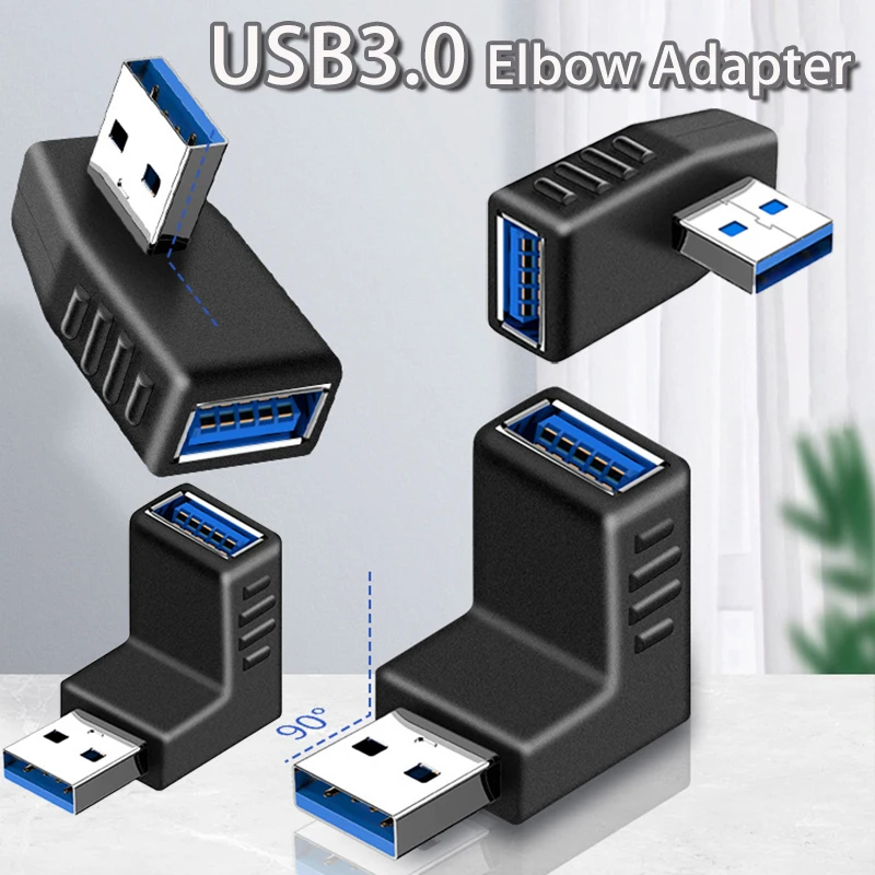 90 270 degree angle usb 3 1 connector adapter male to female left right