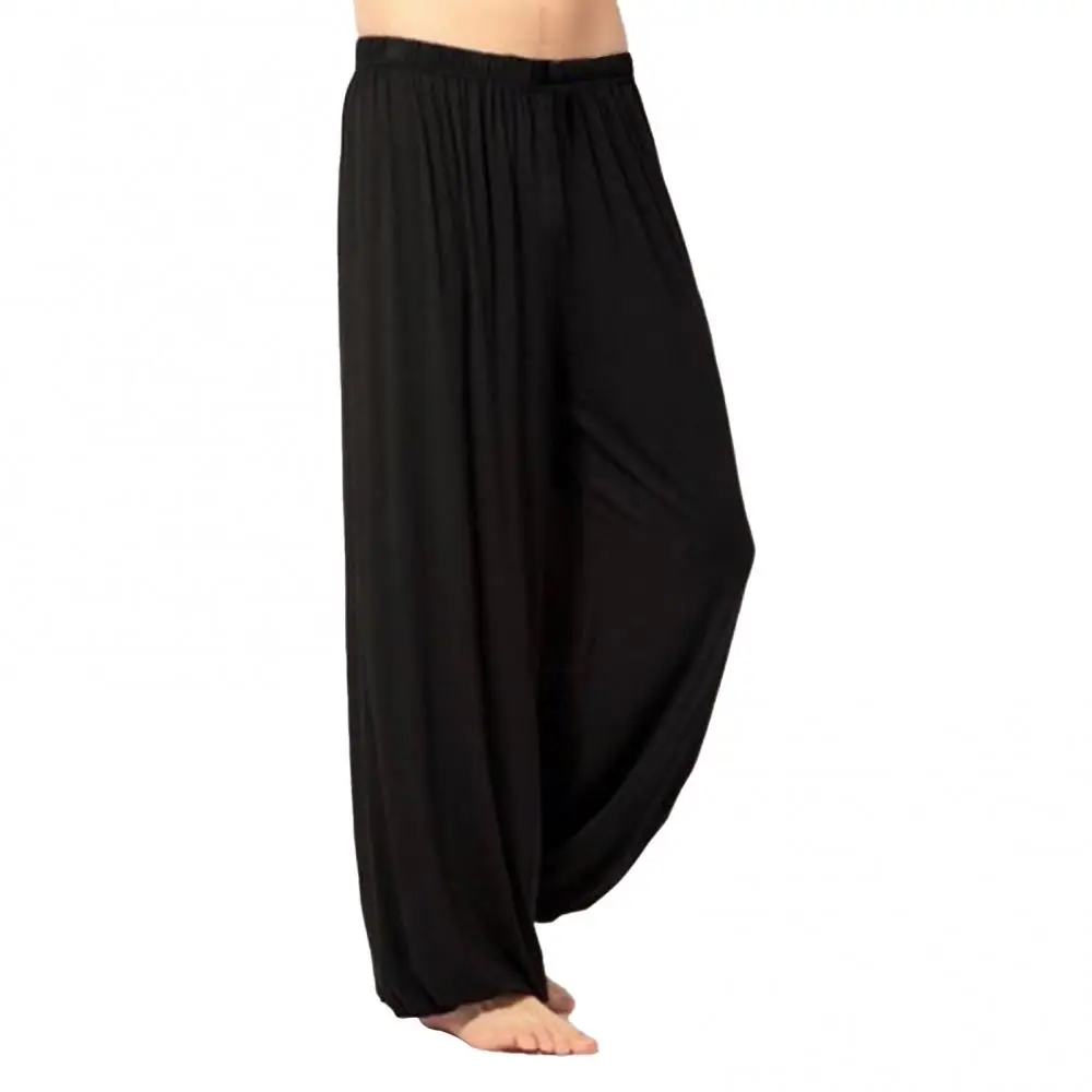 מכנסיים רחבים ונוחים לריקוד בטן ויוגה, מכנסי הארם בצבע אחיד עם מותן גמיש, מכנסיים ארוכים מתרחבים