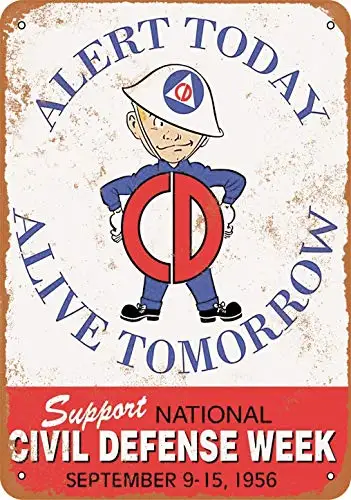 

1956 Civil Defense Week Vintage Look Metal Sign 8x12 Inches Wall Decor 8x12 in