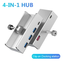 노트북용 USB 3.0 허브, 전원 공급 장치 포함, USB 3.0 분배기 어댑터, 클립형 멀티 분배기, 고속 데이터 전송, 4 포트, 5G