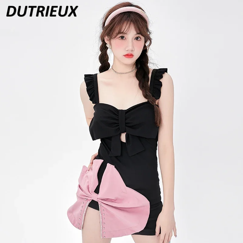 Swimsuit for Women High Sense 2024 New One Piece Beach Wear Sexy Backless Conservative Chest Push Up Hot Spring Swimming Suit