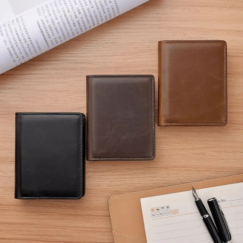 Hot Man's purse Short Wallet Automatic Pop-up Card Case Anti-theft Brush Anti-magnetic Aesthetic Card Case for Birthday Gift