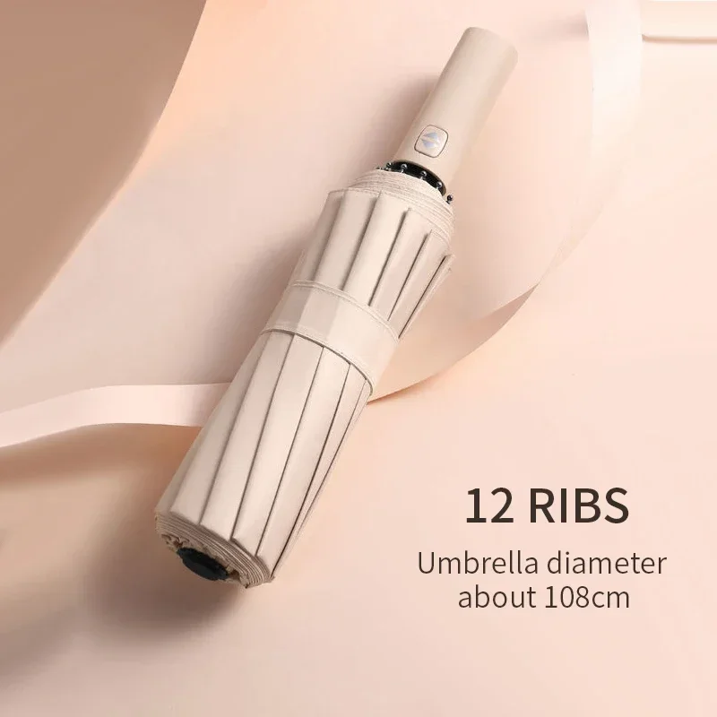 

Big 12 Ribs Strong Umbrella Enlarge 108cm Diameter Automatic UV Parasol Wind And Rain Resistance Bumbershoot