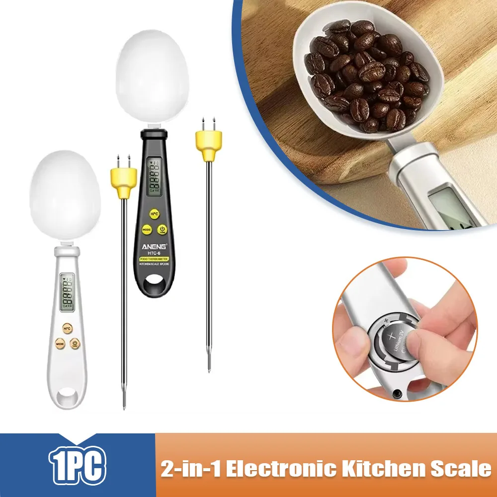 Multi-functional Electronic Kitchen Scale 2-in-1 Set Mini Food Thermometer Temperature Measurement and Weighing Function