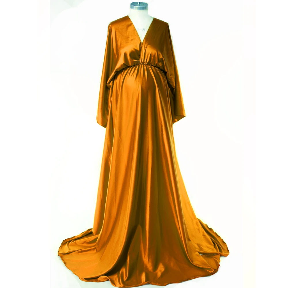 Maternity Photography Gown Elegant Soft Satin Chiffon Long Sleeved Dress Bohemian Photo Shooting Pregnancy Dress 22 S44a1b11cbbe6418e9bb73c6286d9d9b3G