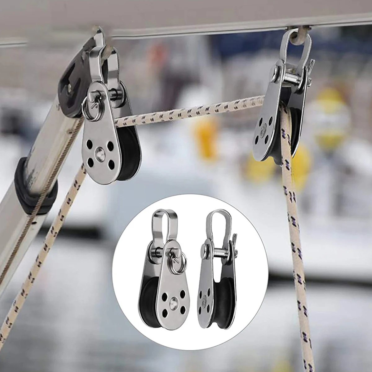 Rope Pulley Marine Accessories Marine Hardware 25mm 316 Stainless Steel Pulley For Block Rope Runner Kayak Boat