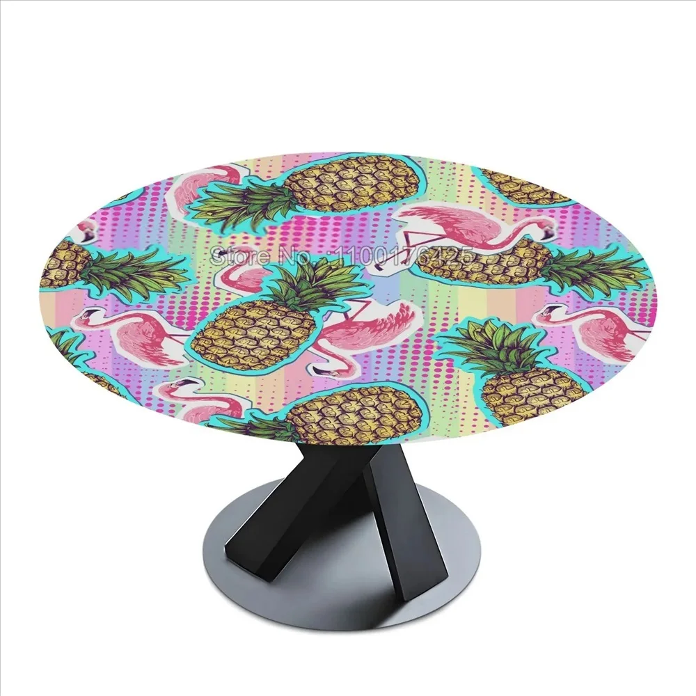 Tovaglia Rotonda In Poliestere Con Fenicotteri Tropicali - 152 Cm (60") - Impermeabile E Antimacchia - Per Tavolo Da Pranzo, Feste