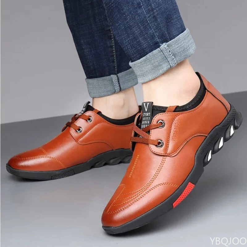 Men's New leather Shoes Fashion Business Work Shoes Casual versatile anti slip Loafers Trendy breathable lightweight flats Homme 2