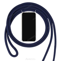 Transparent Crossbody Necklace Lanyard Case - Shockproof Back Cover for Redmi Note 14 5g (Navy)