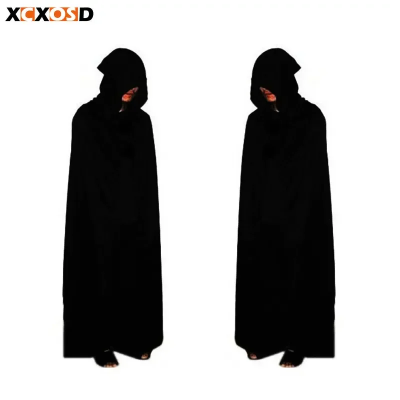 XCXOSD Halloween Party Suit Adult Death Black Single-layer Ghost Cloak Costume Props Mask Gloves Sickle Decoration