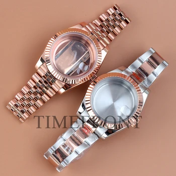 Rose Gold 36/39mm Nh35 Watch Case For DATEJUST Seiko NH35 NH36 Movement 28.5mm Dial Waterproof 316L Steel Jubilee/Oyster Strap