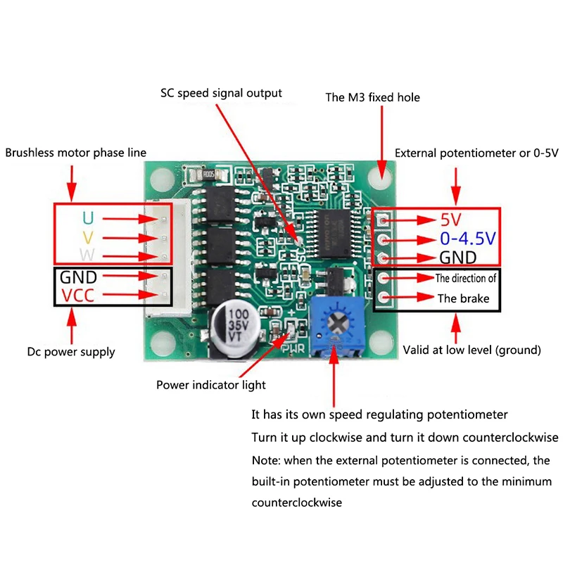 Plc sem Escova Trifásico Brandnew da Placa 05v 12v24v do Motorista do Motor Não Indutivo da C.c. 8 Computers & Electronics