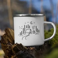 The Mountain Are Waiting Print Enamel Mug Creative Camping Coffee Tea Water Milk Cup Mugs Handle Drinkware Vacation Hiking Gift 4