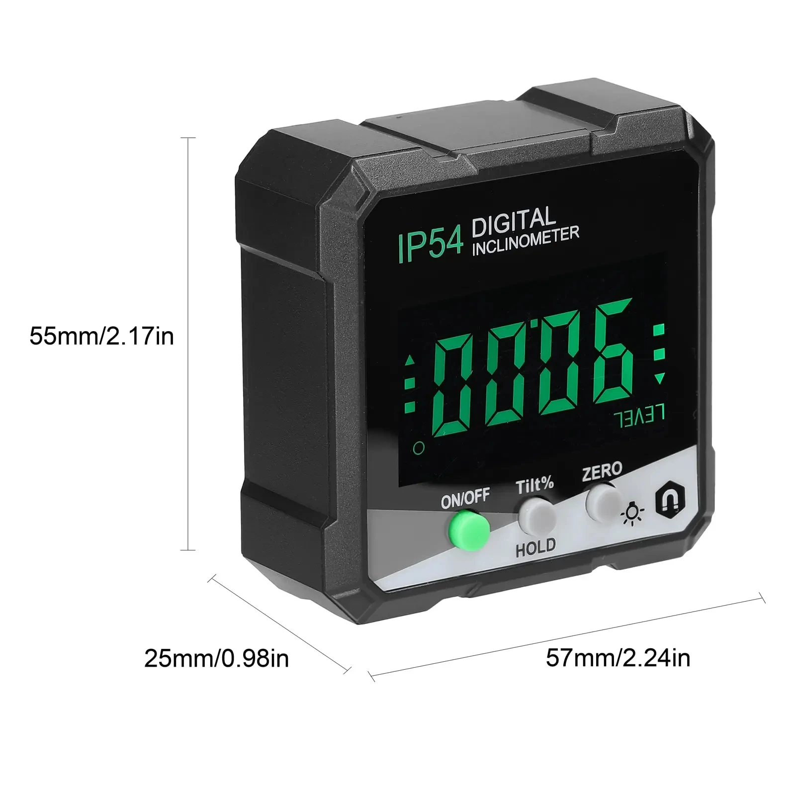 Digital Angle Protractor IP54 490&deg; Digital Inclinometer Precision Measurement Backlight Magnetic Protractor Inclinometer