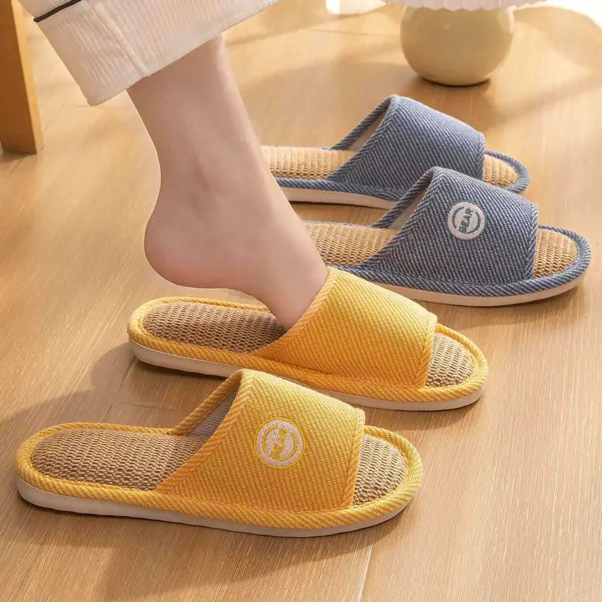 Linen Slippers Women Men Couples Home Non Slip Slides Breathable Shoes Casual House Bedroom Comfortable Cotton Hemp Flats 4