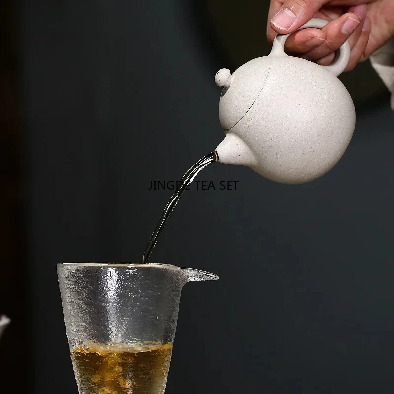 220ml Yixing Yixing Purple Clay Handmade Dragon Egg Teapot Raw Mineral White Section Mud Beauty Teapot Soaking Teapot