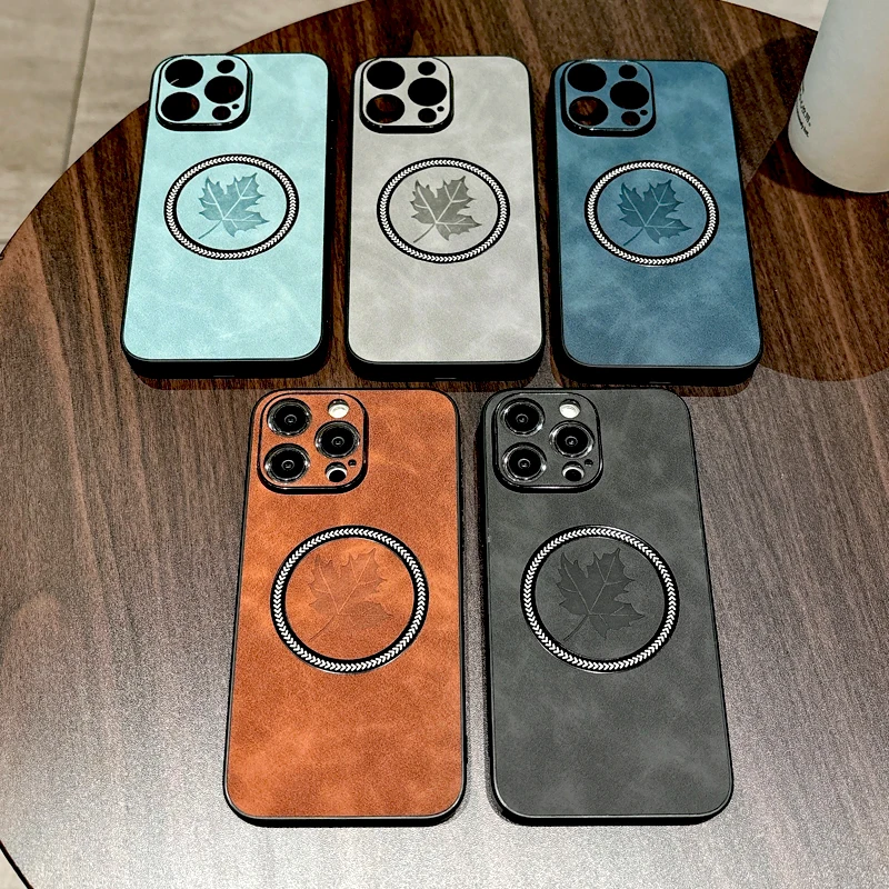 Retro Leather Phone Case With Magsafe Wireless Charging Support_voghion.com