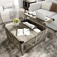 Farmhouse Lift Top Coffee Table with Storage, Central Table w/Large Hidden Space, for Living Room, Bedroom, Home Office 1