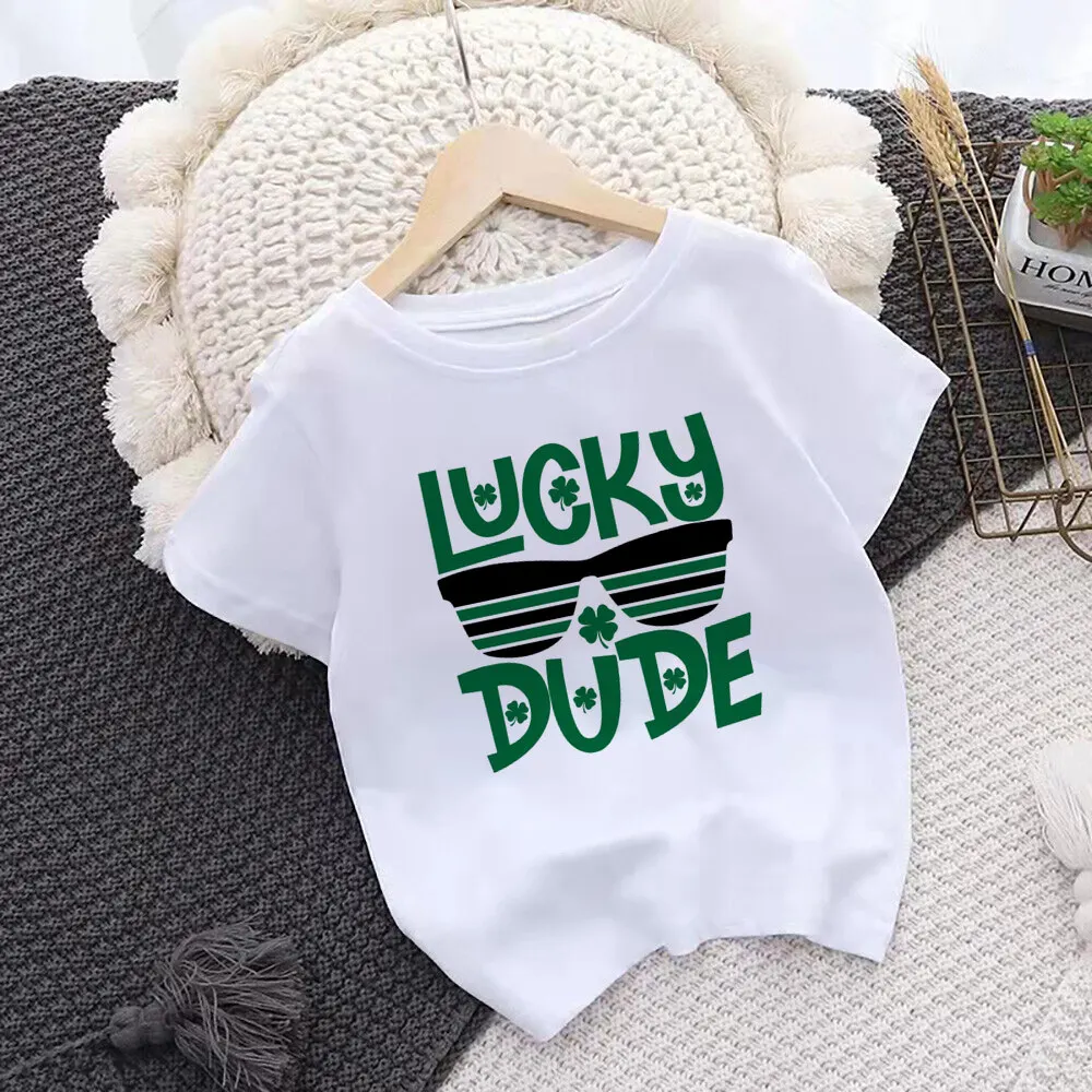 Kids St. Patrick's Day Shirts Loads of Luck Boys St Patricks Day Shirt Kids Funny Irish Clover St Saint Patricks Day Tee Clothes 3