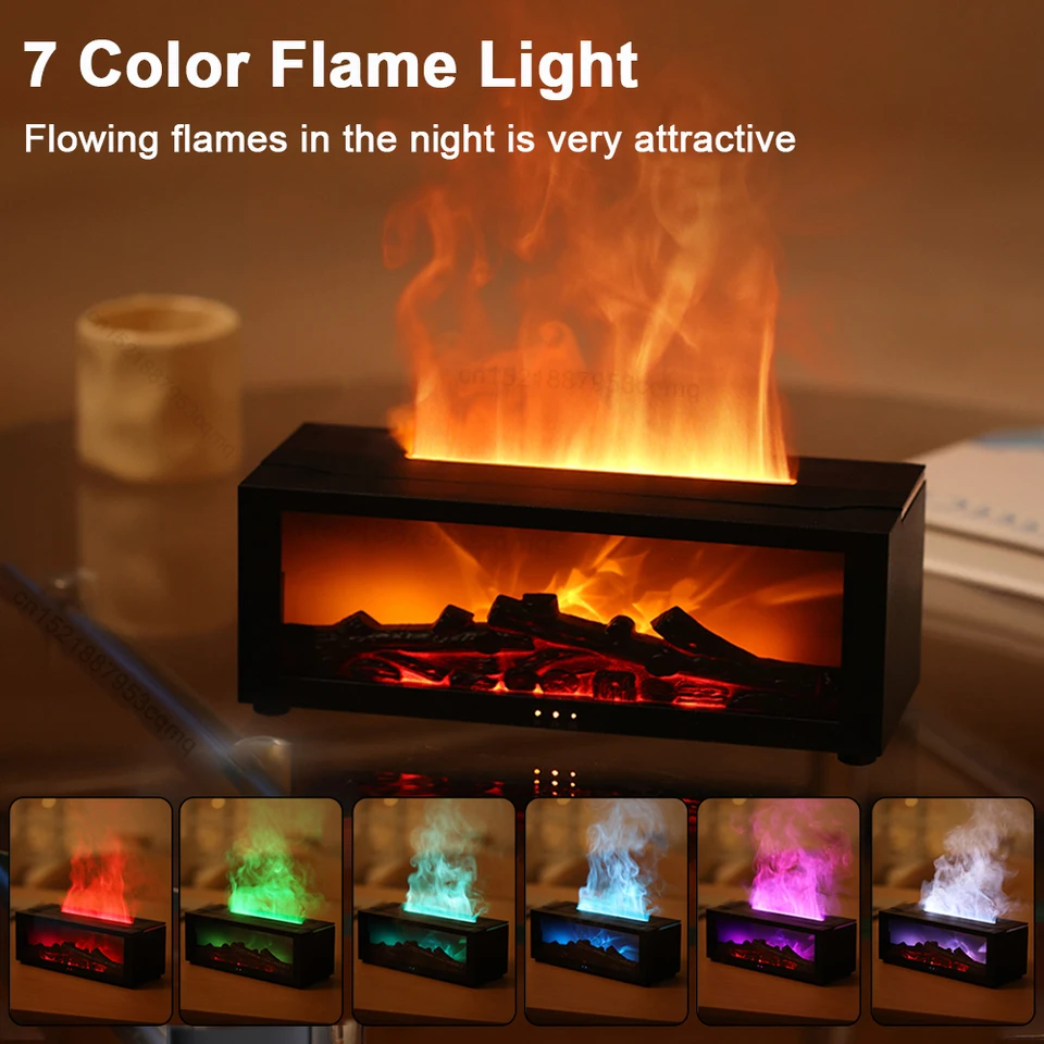 Fireplace Flame Aroma Humidifier For Home Aromatherapy Fragrance Essential Oil Diffuser With Remote Control_voghion.com