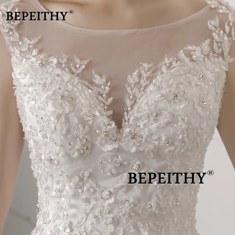 BEPEITHY Customized Lace Wedding Dress Court Train For Women Bride 2023 Sleeveless Princess Bridal Ball Gown Vestidos De Novias 5