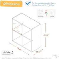 4 Cube Organizer Bookcase - Fabric Storage Bins Container 1