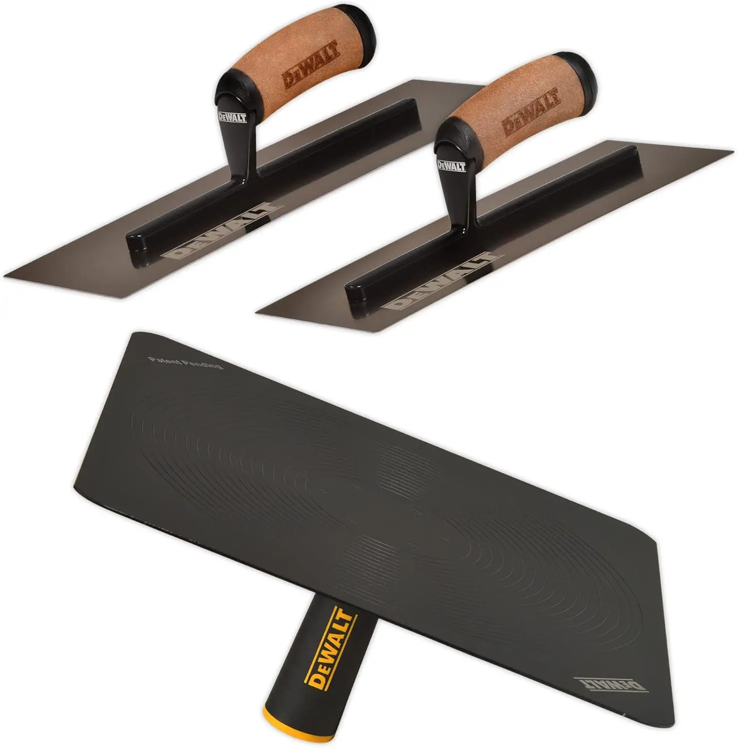 Drywall Trowel & Hawk Set 12/14" Curved 0.7MM Blades + Mud Hawk DXTT-3-470