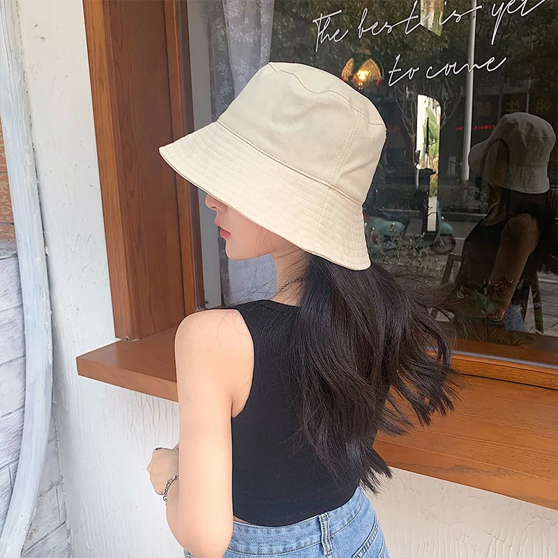 Summer Autumn Foldable Bucket Hat for Women Outdoor Sunscreen Cotton Fishing Hunting Cap Anti-UV Wide Brim Panama Lady_voghion.com