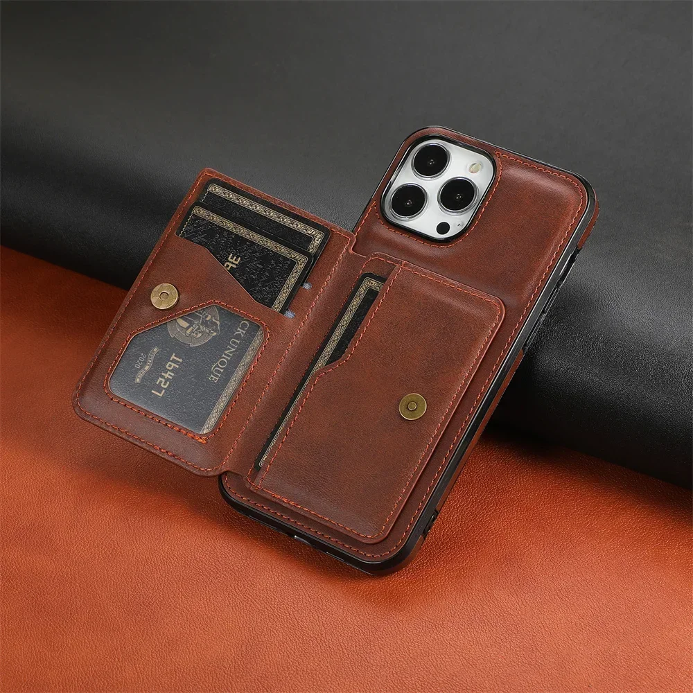Premium Magnetic Flip Wallet Phone Case with Leather Cover and Credit Card Holder