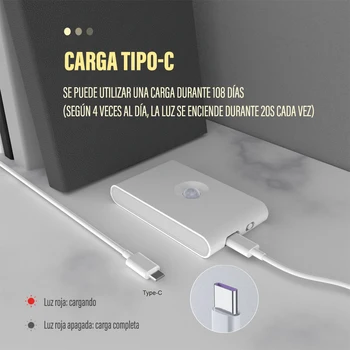 Luz nocturna LED con sensor y carga USB inalámbrica