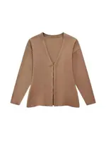Women's Front Hook Fitted Knit Cardigan Sweater, V Neck, Long Sleeves, Side Split Hem, Female Outerwear, Chic Tops, Fashion - Image 6