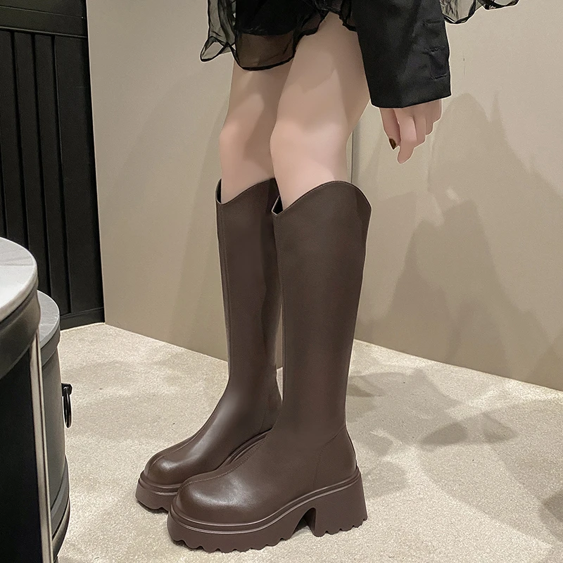 

Women's Mid Calf Boots Female Shoes Winter Footwear Clogs Platform Boots-Women Luxury Designer Rubber Ladies Lolita Autumn Med