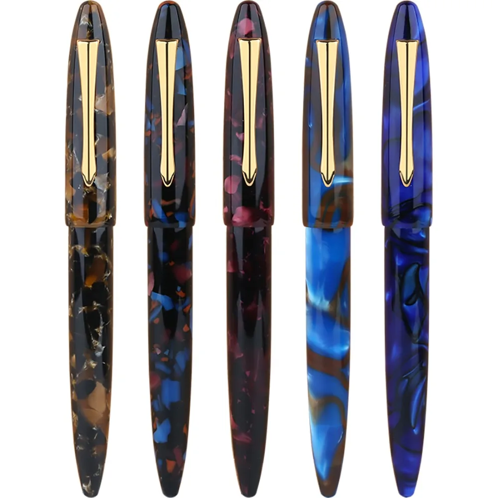 

New Moonman M100 Acrylic Resin Creative Fountain Pen Schmidt Converter and Fine Nib 0.5mm Ink Pen Gold Trim Writing Gift Pen