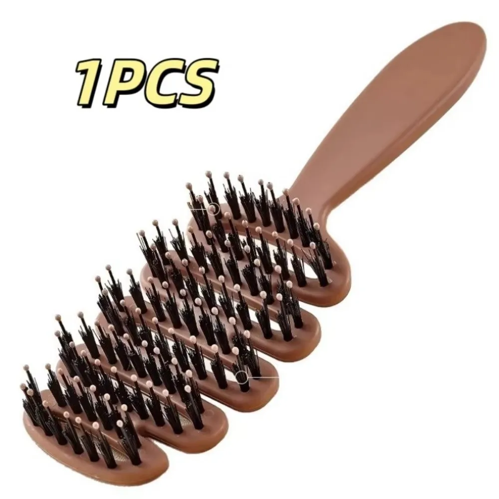 New Hollow Hair Comb Natural Boar Bristle Massage Brush with Handle Anti-Static Curly Hairbrush Salon Hairdressing Styling Tools
