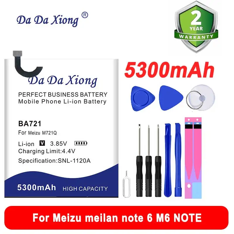 

100% Original 5300mAh BA721 Bateria For Meizu meilan note 6 M6 Note M721Q M721H M721L Battery in Stock